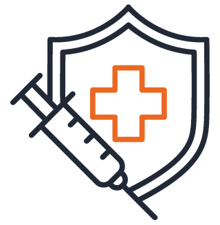 Shield with a cross and a syringe